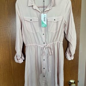 NWT! Love Tree Blush Long Sleeve Button-Up Dress